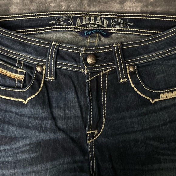 022 Ariat Denim Turquoise Embroidered Jeans Size 29 - Picture 2 of 10